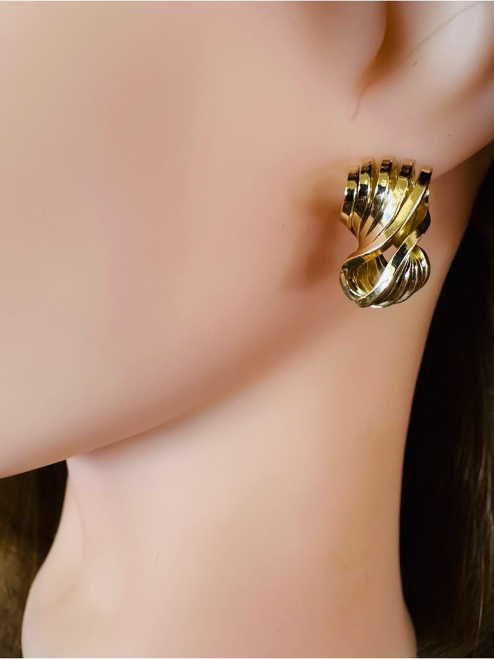 14K Gold Electroplated Swirl Bow Stud Earrings • Vintage Style • Chic Statement